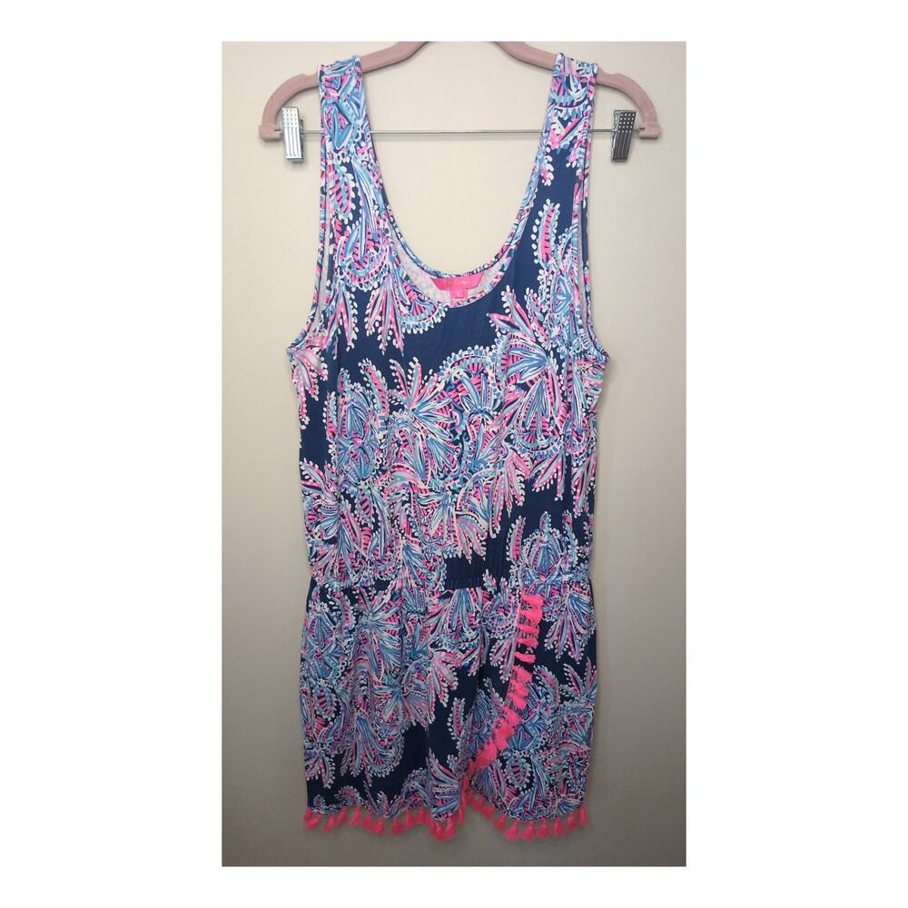 Lilly Pulitzer Jarrett Romper Miss Shell Tassel Trim Large
